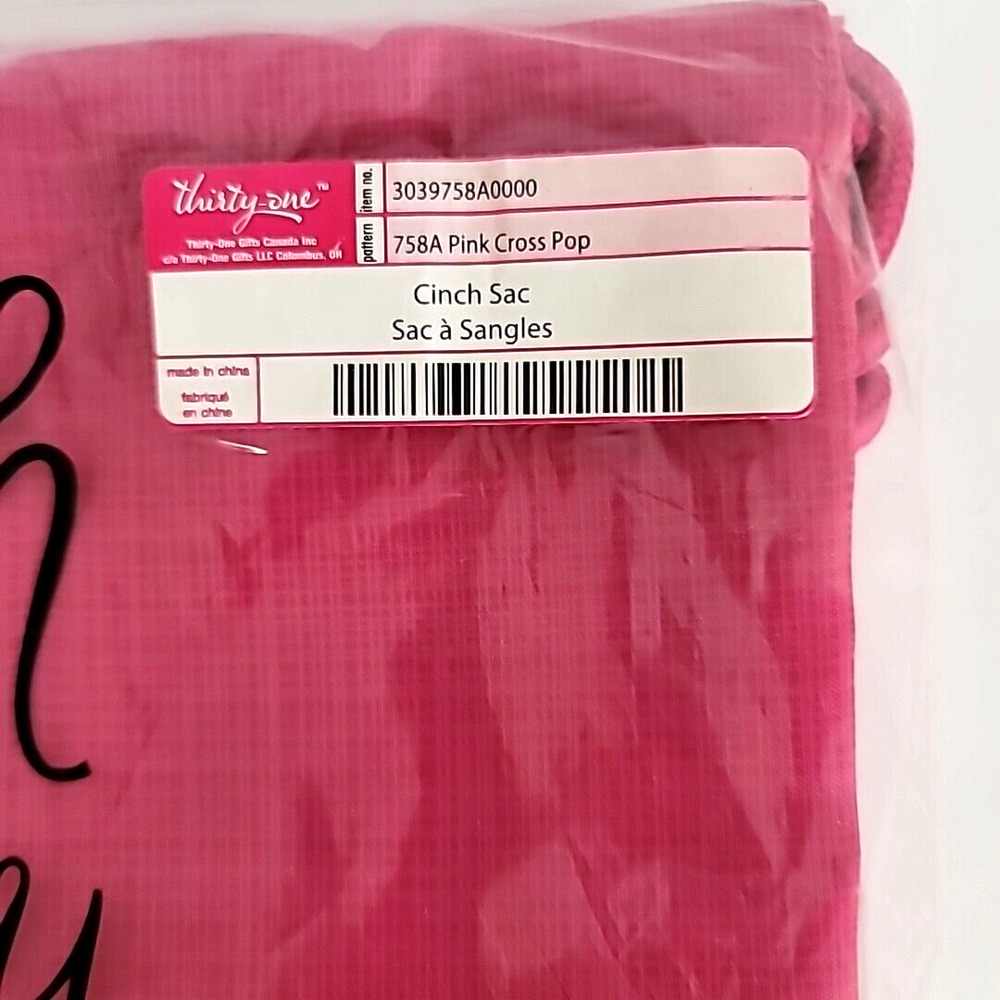 Thirty One Cinch Sac Pink Cross Pop‎ 10th Anniversary -New in Package - Picture 3 of 5